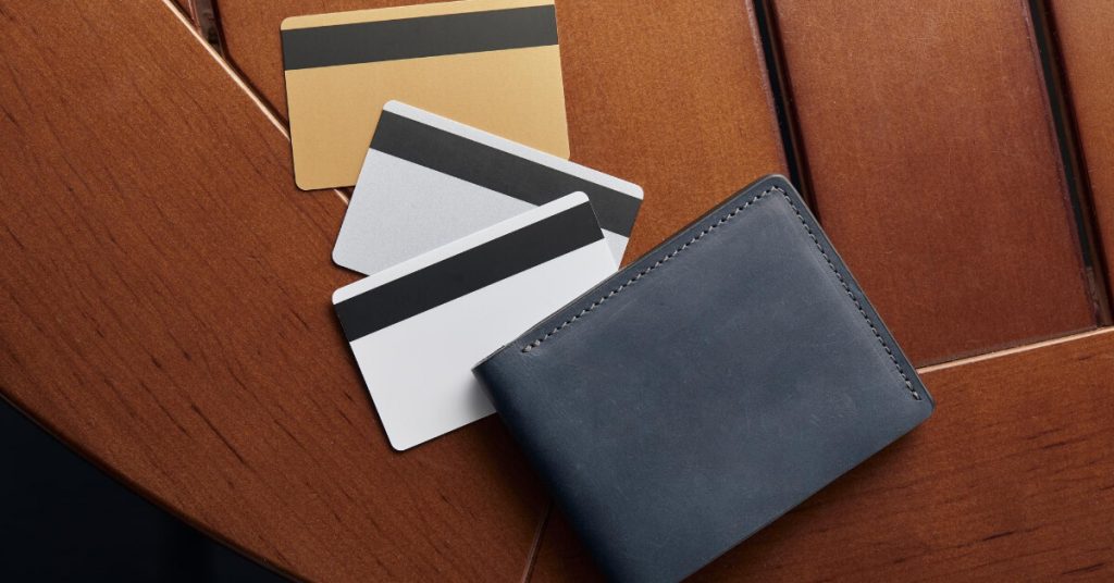 A wallet with multiple credit cards