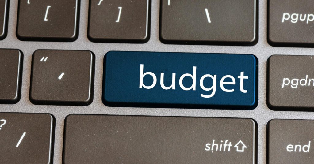 A "budget" that is written on a keyboard
